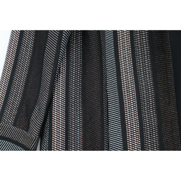 Chicos Open Front Long Striped Coat Rose Gold Glitter Copper Womens Size 4/6 - Picture 10 of 14